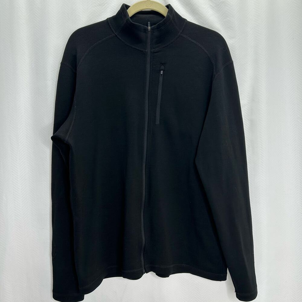 Ibex men’s black zip up jacket base layer XL 100% merino wool